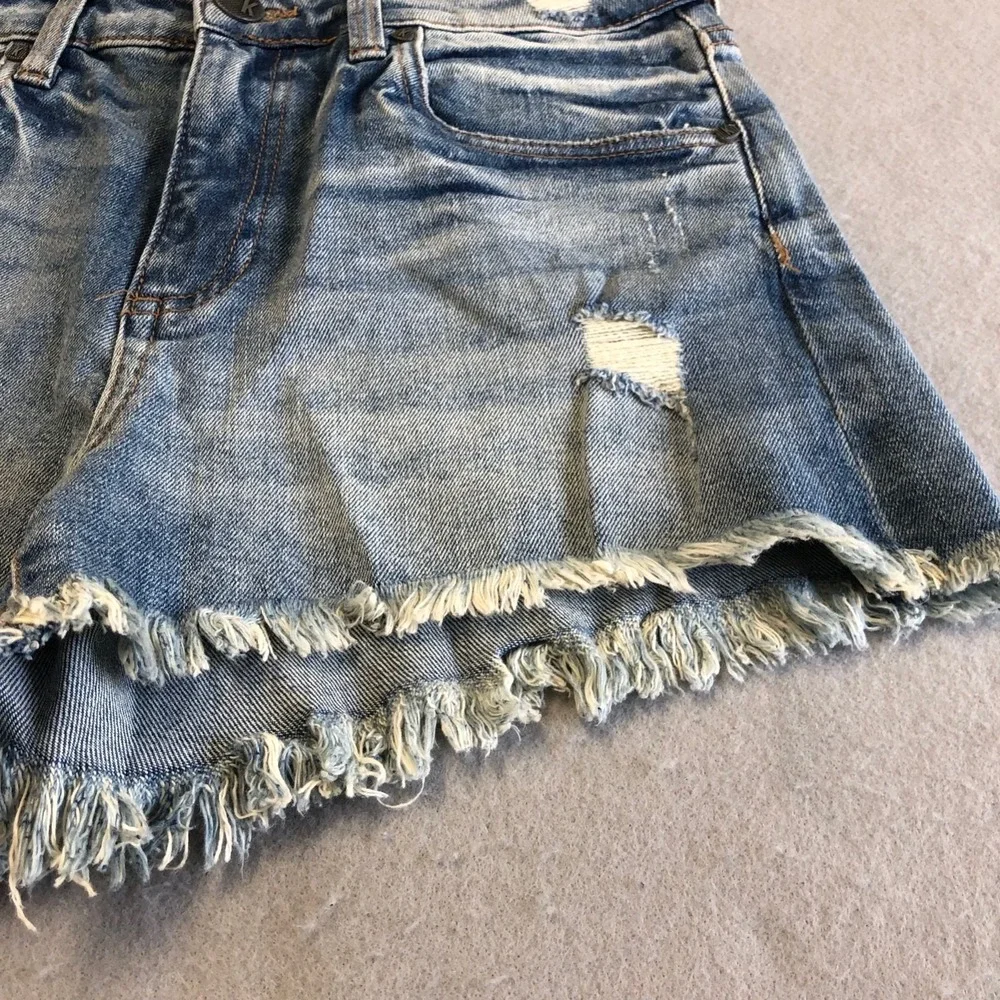 Kut From The Kloth Jane High Rise Shorts Womens 0 Blue Denim Cutoff Distressed
